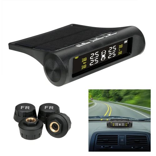 Solar TPMS Car Tire Pressure Monitoring System with 4 Wheel Internal & External Sensors