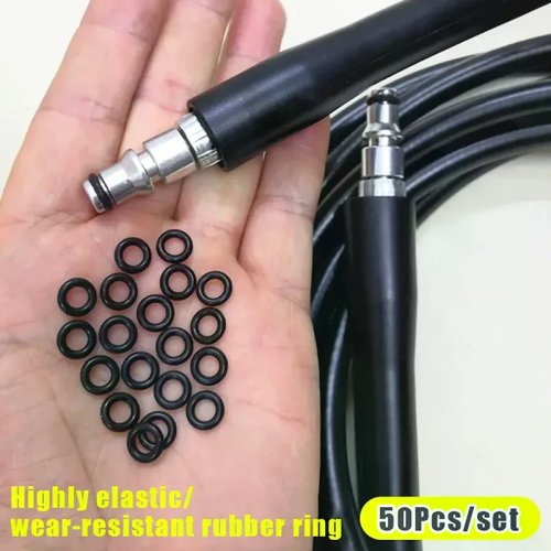 50Pcs Black Rubber O-Ring Seals for High Pressure Car Wash Water Gun, Replacement Parts