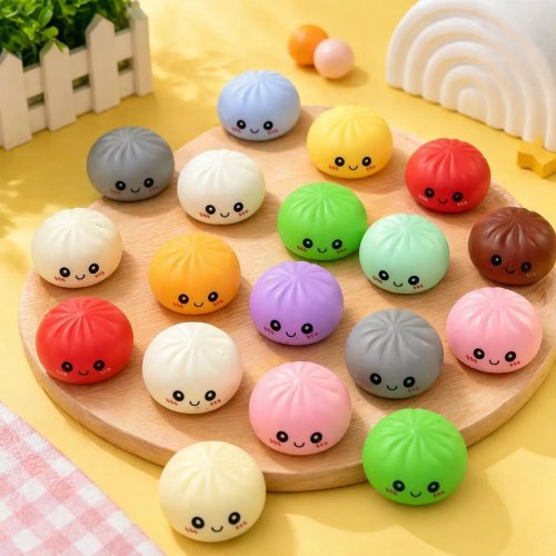 24Pcs Colorful Dumpling Stress Balls Fidget Toys for Adults, Random Surprise Squishies Squeeze Dough Ball Hand Toys Gift