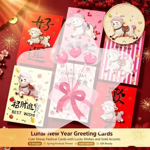 6 enveloppes rouges 2027 Année de la Chèvre - Enveloppes porte-bonheur pour le Nouvel An Chinois, cadeau pour enfants et personnes âgées