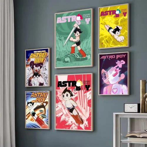 ملصق حائط كرتوني Astro Boy، ديكور خطي أنيق لغرفة المعيشة والبار