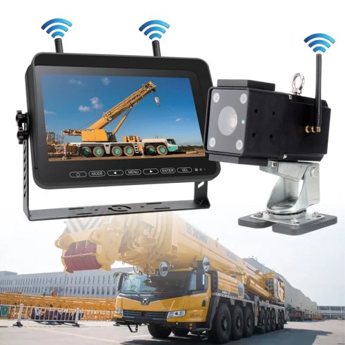 1080P Wireless Crane Blind Spot Monitoring System for Construction, AHD Front Camera with Night Vision, 1-Year Warranty