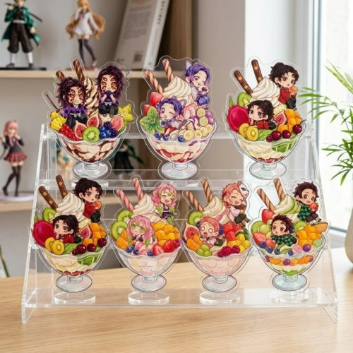 Słodka figura akrylowa w kształcie pucharu parfait – Postać z anime Shinobu Mitsuri Yoriichi, dekoracja na biurko, urocza ozdoba kolekcjonerska