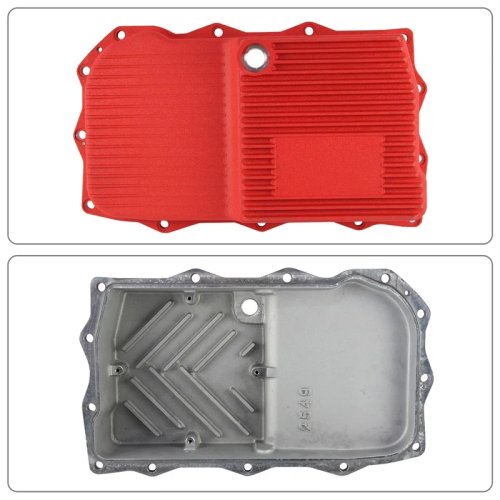 Fits 2013-24 RAM/Dodge/Jeep/BMW, ZF 8-Speed - Heavy-Duty Aluminum Deep Oil Pan, 6/8 Cyl Turbo, Black/Silver/Red