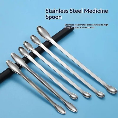 Stainless Steel Double-Ended Spatula Spoon for Lab Pharmacy, Reagent Sampling & Weighing