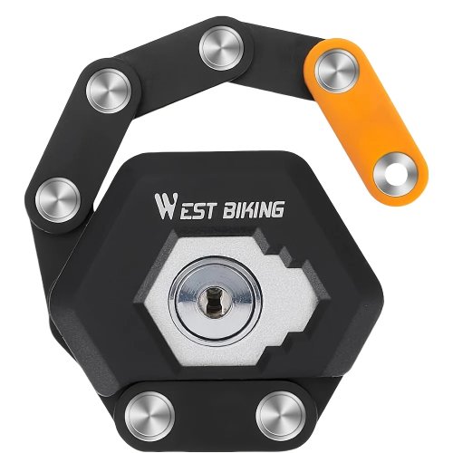 قفل دراجة قابل للطي West Biking - قفل دراجة مدمج مع 3 مفاتيح، قفل دراجة قابل للطي خفيف الوزن مع حامل تركيب