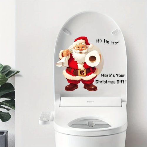Christmas Carriage Toilet Sticker - Self-Adhesive Bathroom Decal, Holiday Decoration