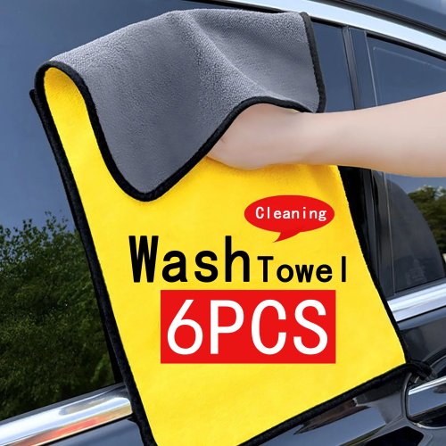 Microfiber Cleaning Towel - Thick Soft Drying Cloth for Car Body Washing, Double Layer, Pack of 1/2/6