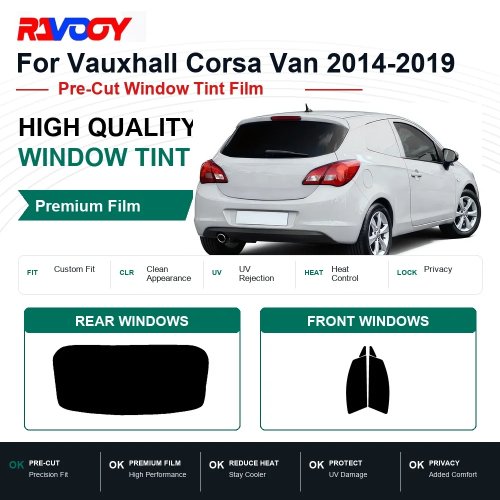 Преміальна попередньо нарізана тонувальна плівка для Vauxhall Corsa фургон 2014-2019 передні та задні вікна, UV захист від тепла, плівка для приватності