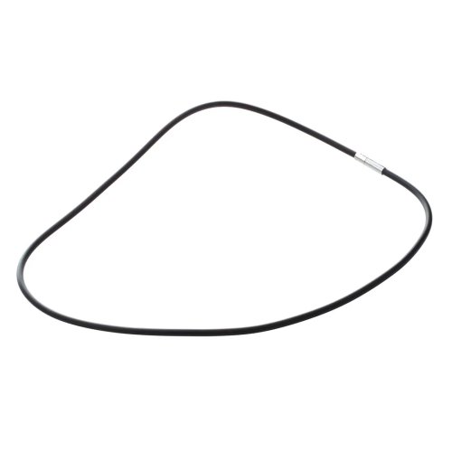 ABQR Collier cordon caoutchouc 3 mm, fermoir acier inoxydable - Noir, 50 cm