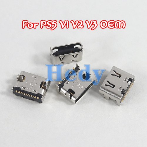 2 Unidades Puerto de Carga USB Tipo C Original OEM para Mando de PS5 Sony V1 V2 V3 (Oro/Plata)