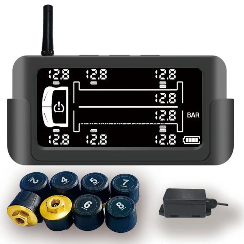 Датчик TPMS для 8 коліс, зовнішній датчик тиску в шинах, система моніторингу тиску в шинах із цифровим дисплеєм 0-18 бар 0-260 psi