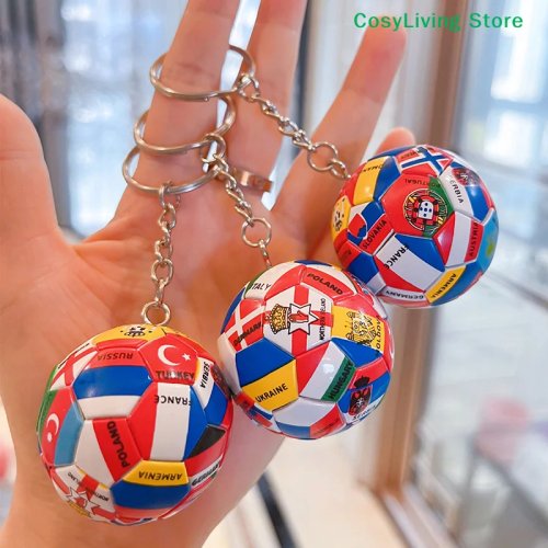 Llavero de Fútbol Simulación con 32 Banderas de Países, Colgante de Balón, Regalo para Bolsa de Fiesta