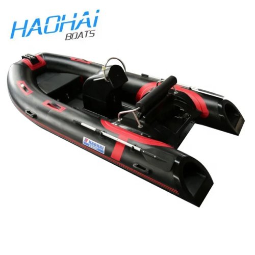 13ft 3.9m Hypalon Inflatable Boat Double Model 1.2mm Fiberglass PVC RIB Motor Boat with Deep V Hull for Outdoor Fishing