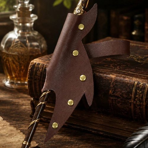 Medieval PU Leather Magic Wand Waist Holster – Wizard Witch Wand Holder for LARP & Halloween Costume