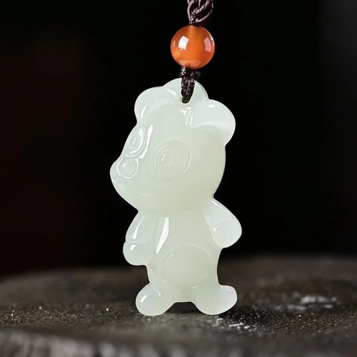 Collana Ciondolo Zodiaco Cinese in Giada Naturale Autentica - Amuleto Talismano Portafortuna, Regalo Pietra Preziosa Vintage per Donna Uomo