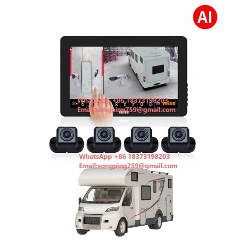 Sistema de câmara de marcha-atrás IA 360° 3D 4 câmaras AVM vista de pássaro panorama para camião autocarro autocaravana