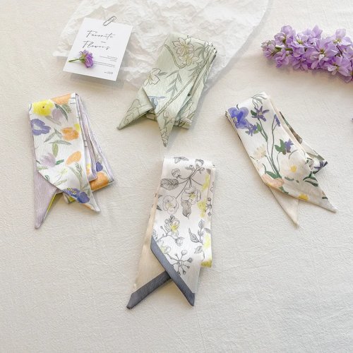 Plant Print Scarf, Versatile Korean Style Neck Scarf, Fashion Accessory for Women