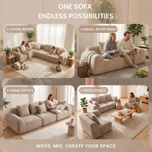 118-Inch Oversized Cloud Sectional Sofa, Velvet Boneless L-Shaped Couch with Curved Chaise, Compression Memory Foam, Custom