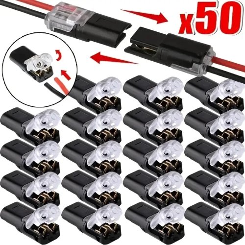 20/50/100 Pack H2 2-Pin Pluggable Wire Connectors, Nylon Insulated Copper Quick Connect Terminal Blocks for Low Voltage Cables
