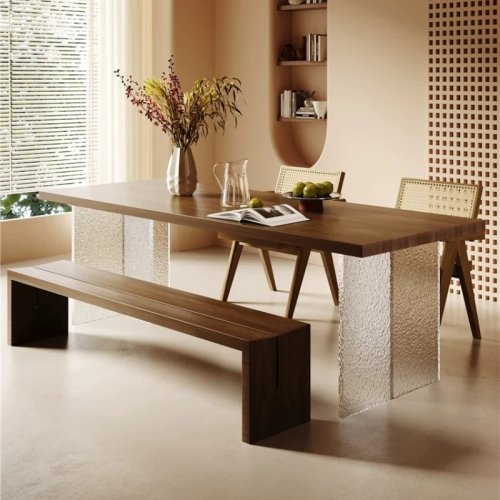 Schwebender Schreibtisch im Mid-Century-Stil aus Massivholz & Acryl – Nordischer Büro- und Schreibtisch