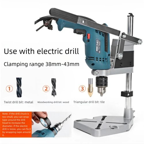 Adjustable Drill Stand with Clamp – Benchtop Drill Holder for Electric Drill & Grinder, Single Hole Repair Tool