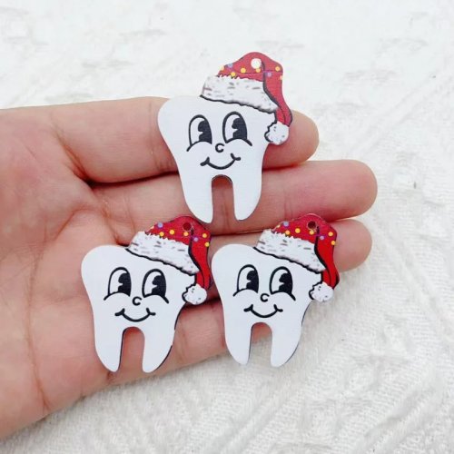 10 st. kerst bedeltjes voor sieradenvoorwerpen, kerstmutsen en tanden, DIY oorbel accessoires