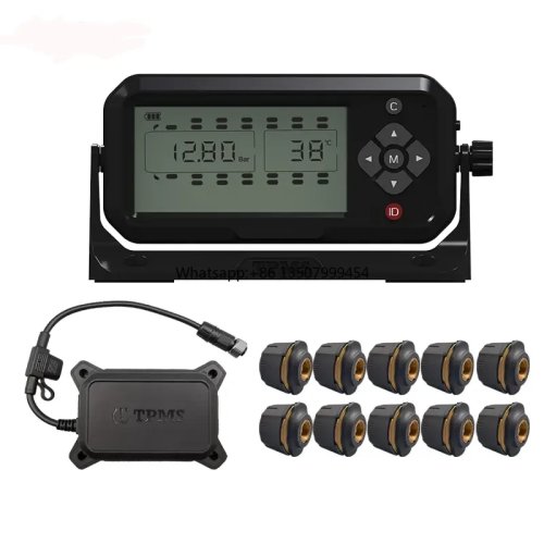 High Precision Wireless Solar TPMS Tire Pressure Monitor for 10-Wheel Trucks, RVs, Light Trucks - 10 Tires