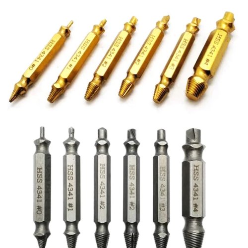 HSS Screw Extractor Set - Damaged Stripped Broken Screw Remover Kit