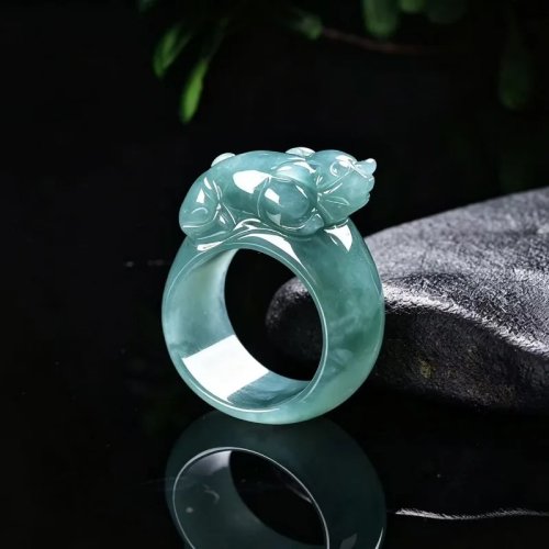 Anello Pixiu in Giada Birmana Naturale - Amuleto Gioiello Regalo per Donna Uomo con Certificato