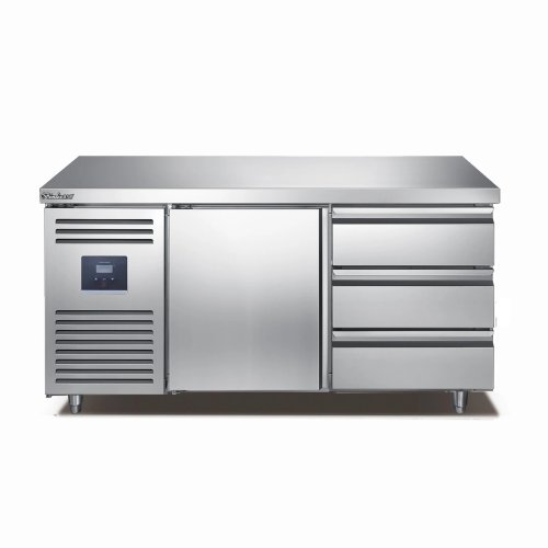 Stainless Steel Single-Door Worktable Refrigerator with 3 Drawers, Single Temperature, Commercial Restaurant Fridge