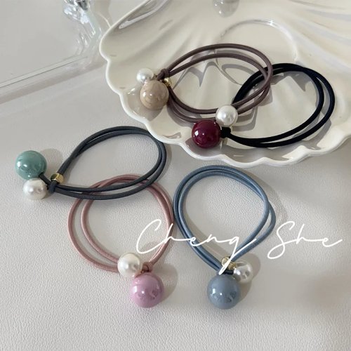 Colorful Bead Elastic Hair Ties for Women - Minimalist Ponytail Bands, Trendy & Versatile