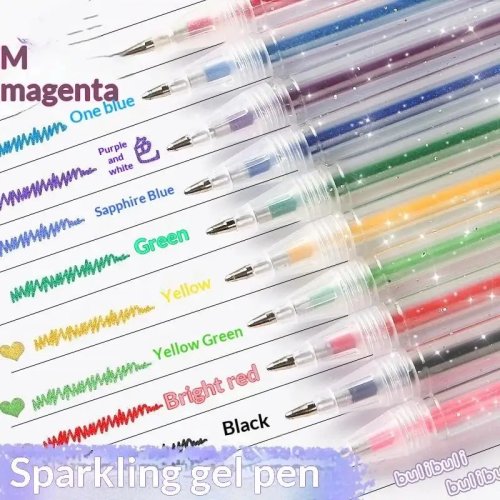 Set de Bolígrafos de Gel Metálicos con Purpurina - Punta de 1,2 mm, 8/12/18 colores vibrantes, escritura suave para DIY Scrapbooking y Manualidades