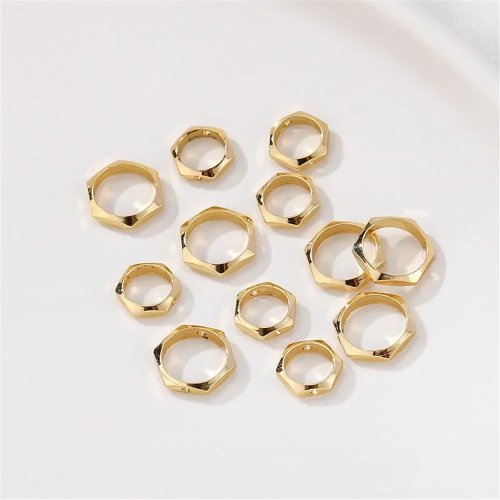 Cuenta hexagonal bañada en oro 14K para hacer joyería DIY - brazaletes, collares, anillos accesorios