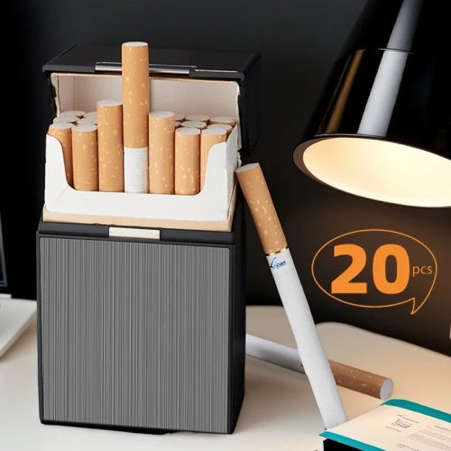 Magnetyczne etui na papierosy z klapką - Pojemność 20 papierosów, wodoodporne i pyłoszczelne - Przenośne metalowe etui