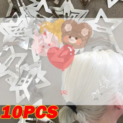 10 Pcs Star Hair Clips Snap Hair Barrettes Non-Slip Five-Pointed Star Hair Accessories for Girls Women Y2K Metal Hair Clips