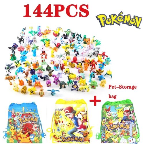 24-144Pcs Pokemon Figures Pikachu Anime Dolls 2-3cm Mini Ornament Decoration No Repeats Toy Christmas Gift