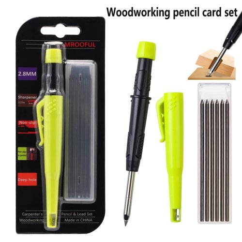 Card-Style Woodworking Marking Pencil Set, Deep Hole Marking & Drawing, 2.8mm Durable Lead, for Carpenters