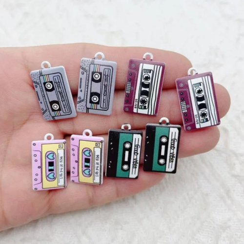 10 peças acessórios de joalharia em liga, pingente magnético com impressão de gota de óleo, série retro, DIY brincos, malas e sapatos