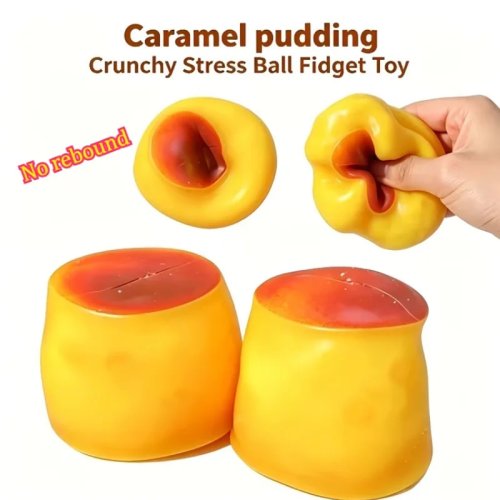 Caramel Pudding Squishy Toy - Crispy Sound Stress Relief Ball, Non-Rebound DIY Handmade Fidget Toy