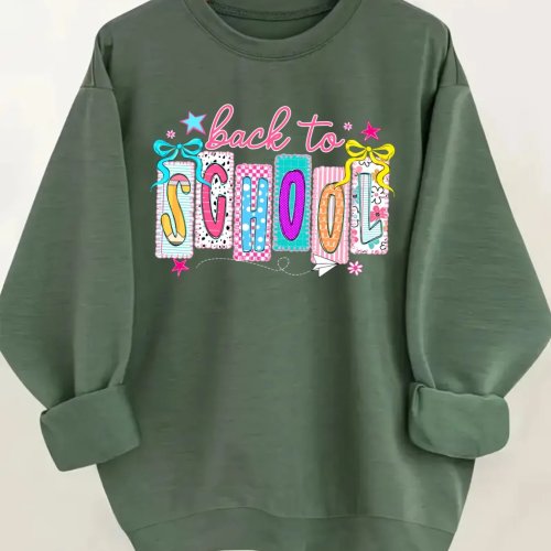 Women's Crewneck Pullover Sweatshirt, Back to School Design, Soft Casual Long Sleeve Top, Winter Outfit