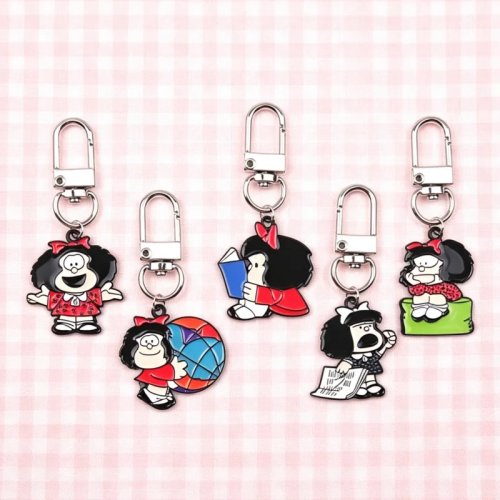 Pack de 5 llaveros de aleación esmaltada con chica de dibujos animados, para bolso, ideal como regalo