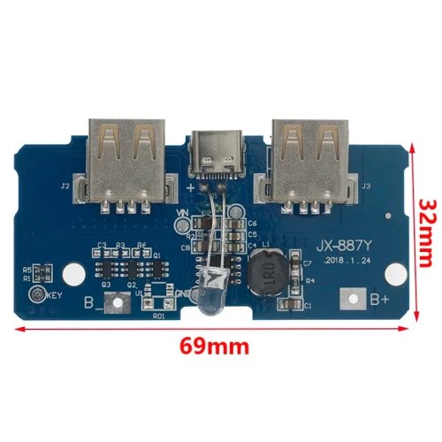 Mạch Sạc Pin Dự Phòng DIY 18650 Dual Type-C, Module Tăng Áp 3.7V lên 5V 2A, Sạc Pin Lithium Kèm LED