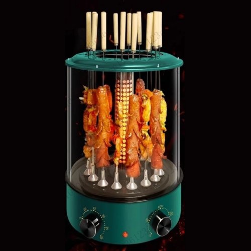 Elektrischer Drehgrill für 12/16 Spieße – Rauchfrei, Automatisch, BBQ-Grill