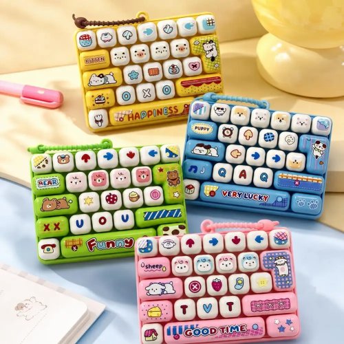 Porta-chaves Fidget Keycap Clicker 26 Teclas – Brinquedo anti-stress com botão de teclado, relaxamento das mãos, prenda de festa