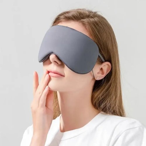 Masker Mata Ice Silk yang Dapat Disesuaikan, Fungsi Ganda Hangat & Dingin, Bernapas, Masker Tidur untuk Perjalanan, Nyaman Menghalangi Cahaya