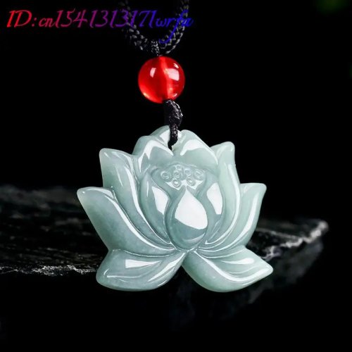 สร้อยคอจี้ดอกบัวหยกไพฑูรย์พม่า – เครื่องรางหยกพม่าวินเทจ เครื่องประดับแฟชั่นหรูดีไซเนอร์
