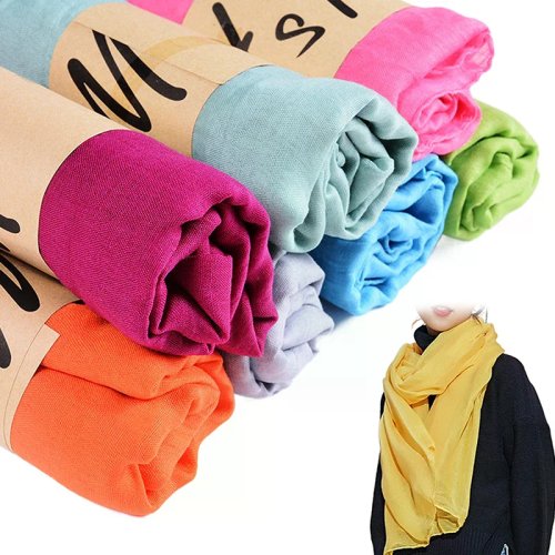 Women's Windproof Scarf Shawl Wrap - Solid Color Cotton Warm Scarf for Winter and Spring