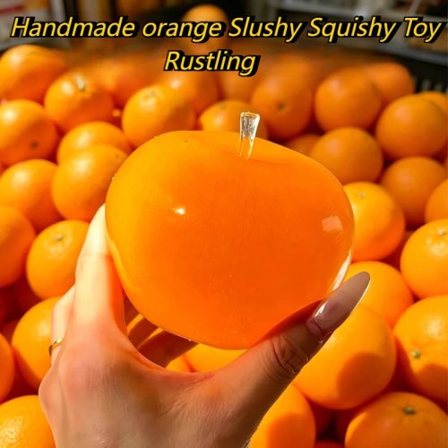 ของเล่นสควิชชี่สลัชชี่สีส้มทำมือ - นุ่ม คืนตัวช้า บรรเทาความเครียด ของเล่นบีบหุ่นผลไม้สมจริง ASMR เสียงกรอบแกรบ