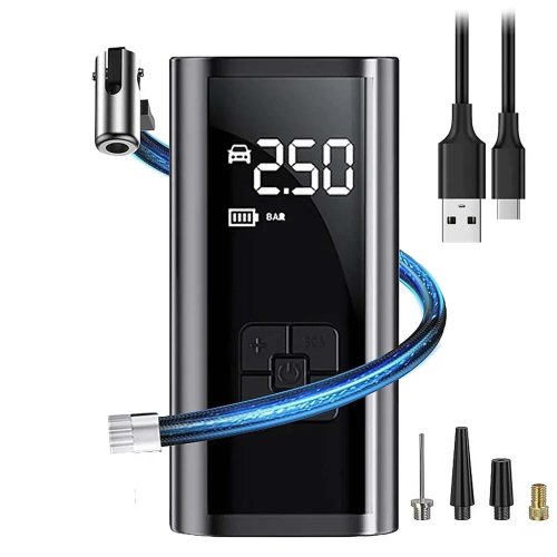 EAFC Portable Tire Inflator - Rechargeable Electric Digital Air Compressor Pump for Car, Bicycle, and Balls